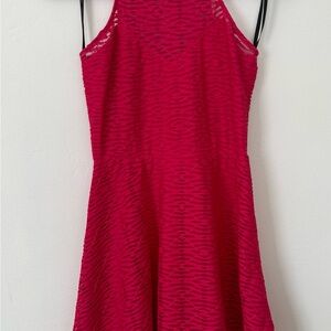 Material Girl Hot Pink Fit and Flare Lace Dress